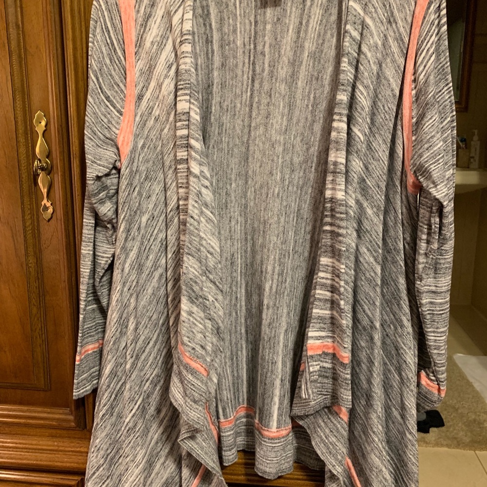 Black and white front drape cardigan sweater